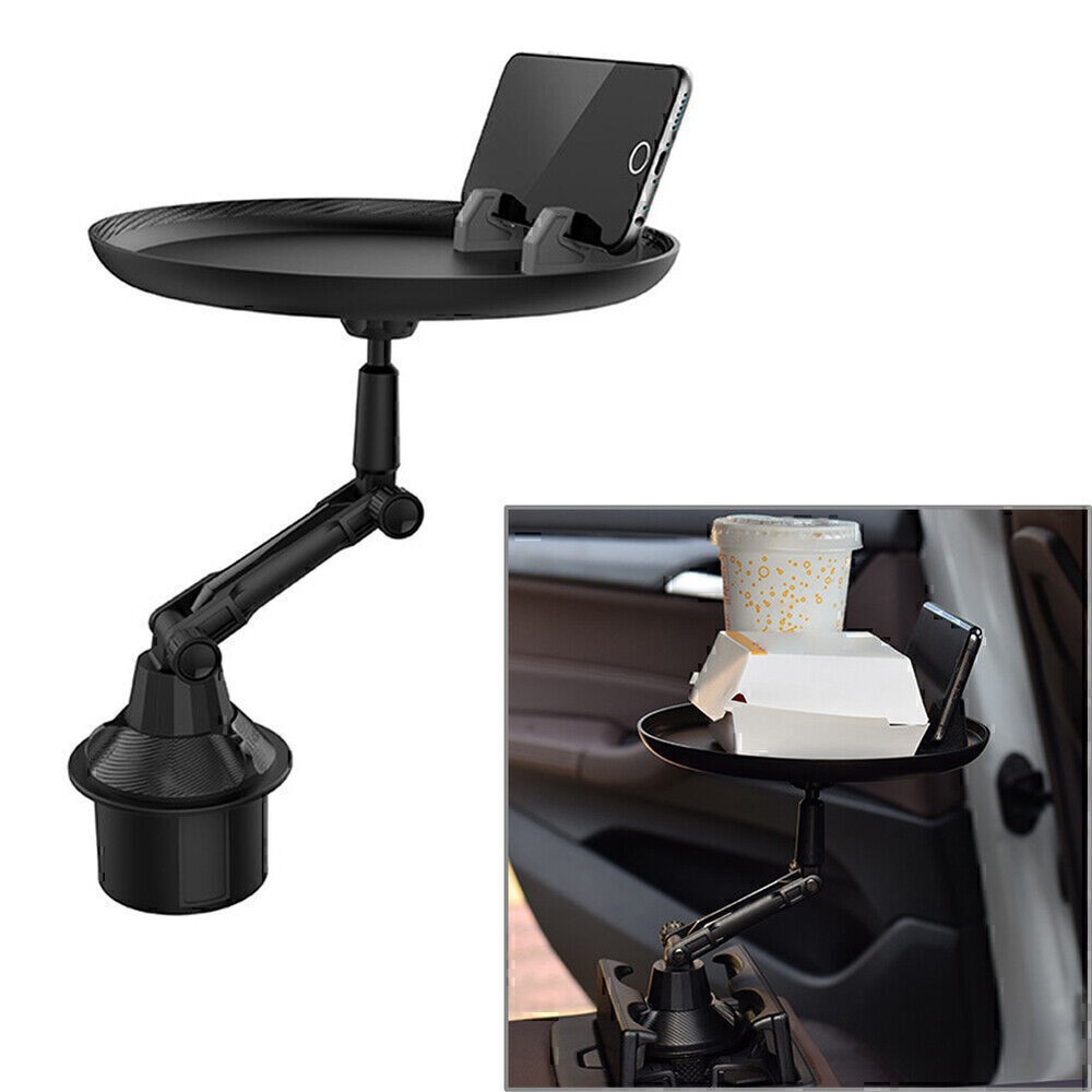 Car Cup Holder Tray Table For Cell Phone Slot Coffee Stand Food Tray Long Style