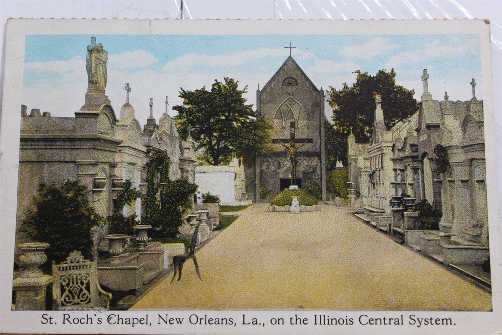 Louisiana LA New Orleans St Roch's Chapel Illinois Central System Postcard Old