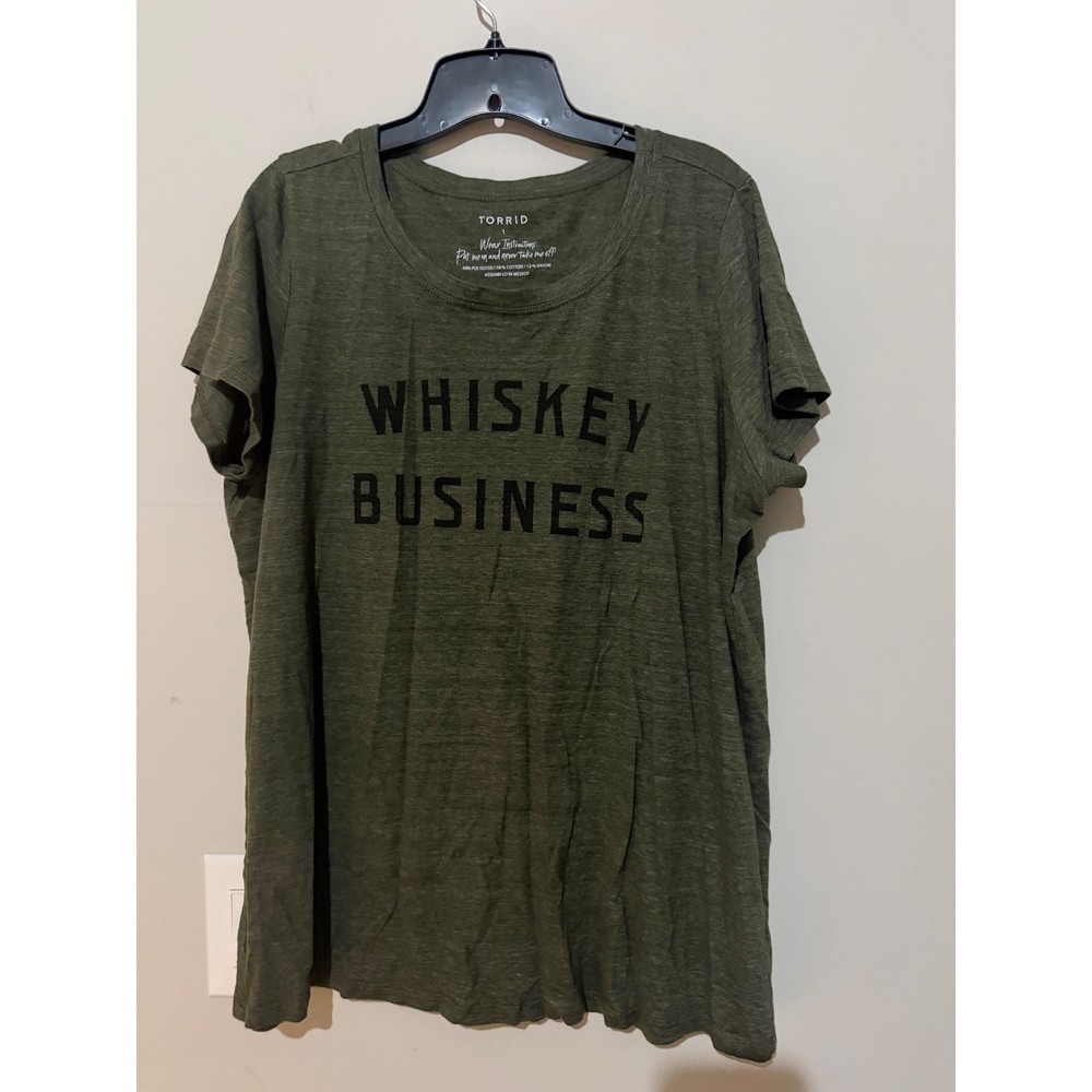 TORRID Womens T Shirt Olive Green Whiskey Business Graphic Tee Top Size 1