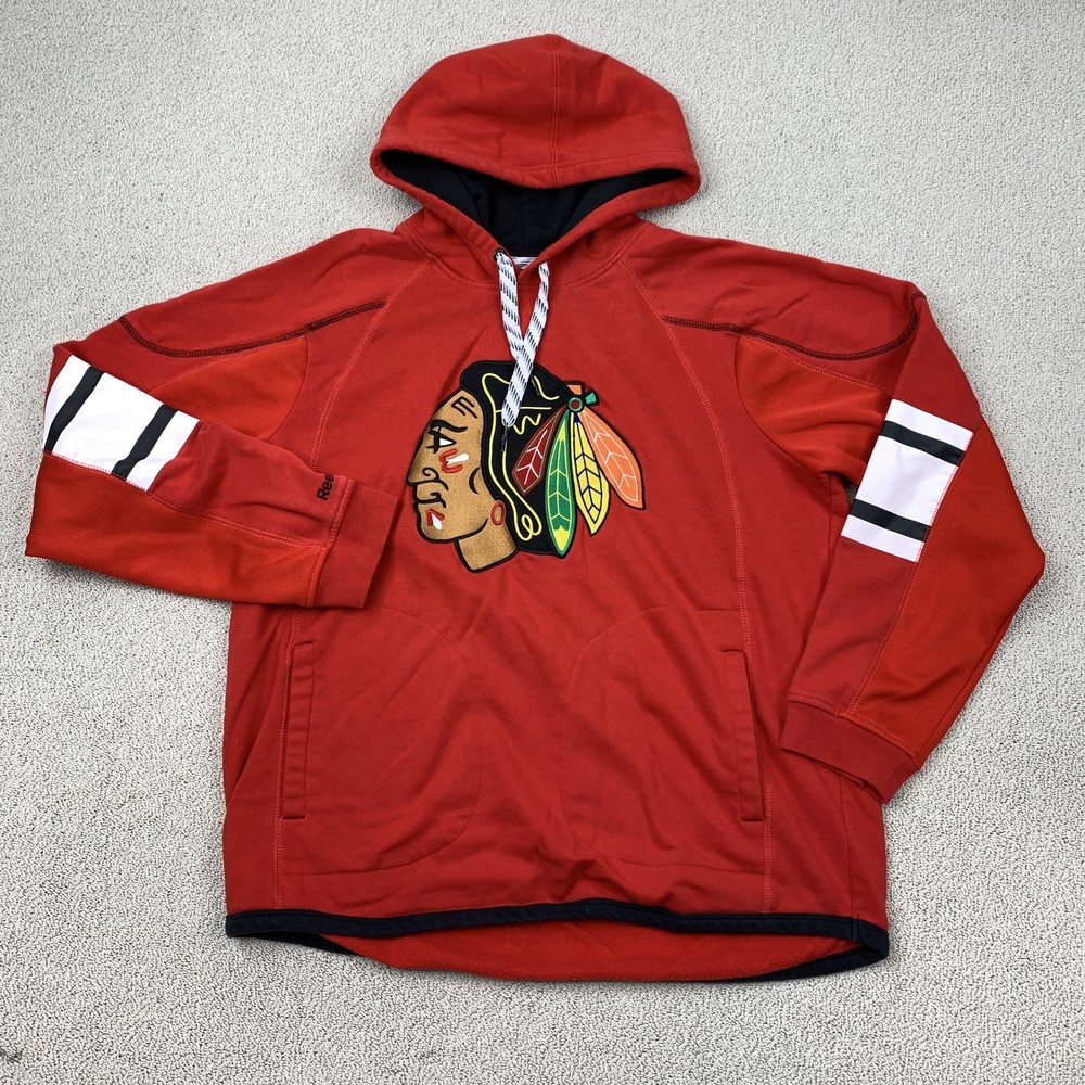 Reebok Blackhawks Hoodie Men's XL Red NHL Face Off Collection Casual