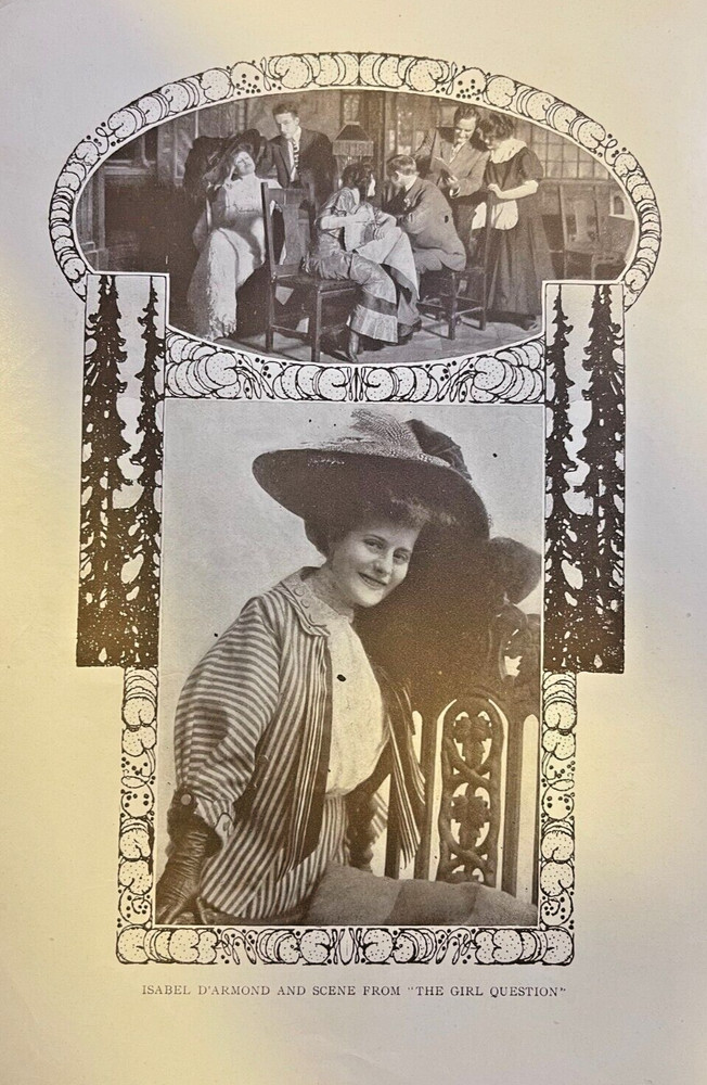 1909 Vintage Magazine Illustration Actress Isabel D'Armond