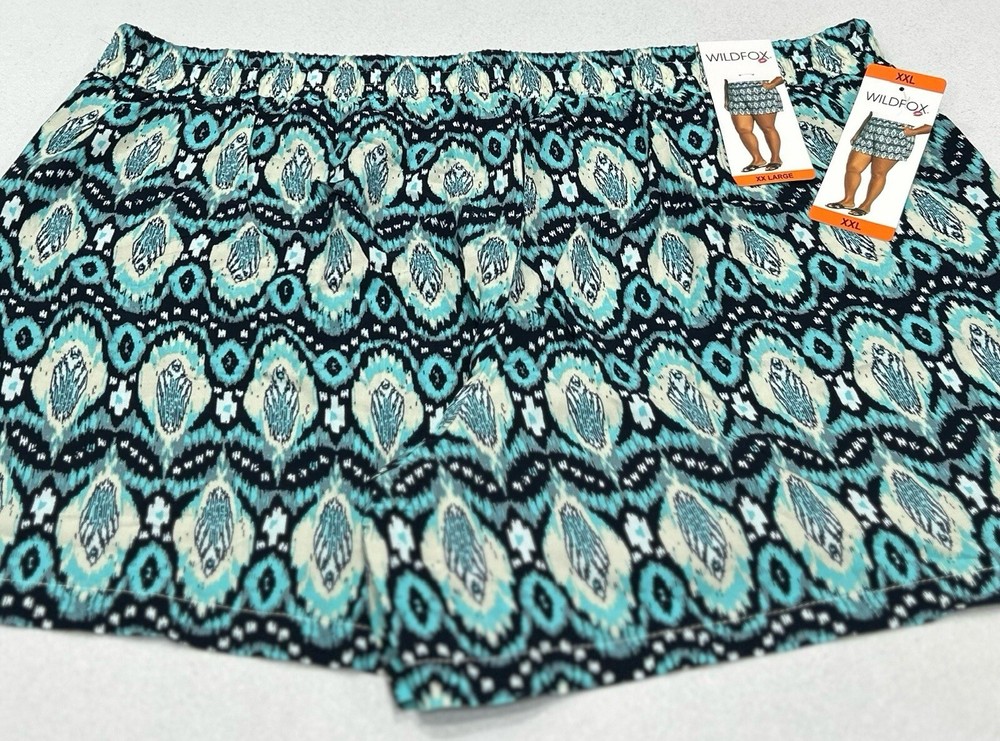 Wildfox Women's Relaxed Fit Pull-On Shorts, Blue, Size XXL