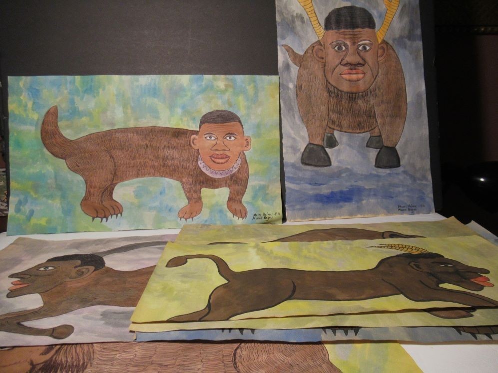 Collection Of 18 Vintage Black Folk Art Paintings From Mound Bayou Mississippi