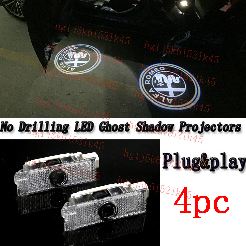 4PC LED PROJECTOR GHOST DOOR LIGHTS FOR ALFA ROMEO 147 159 GIULIA MITO