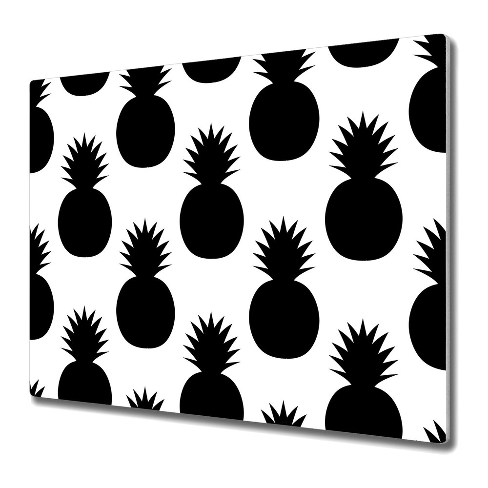Glass Chopping Board Utensil Board Worktop Saver Pineapples black 60x52