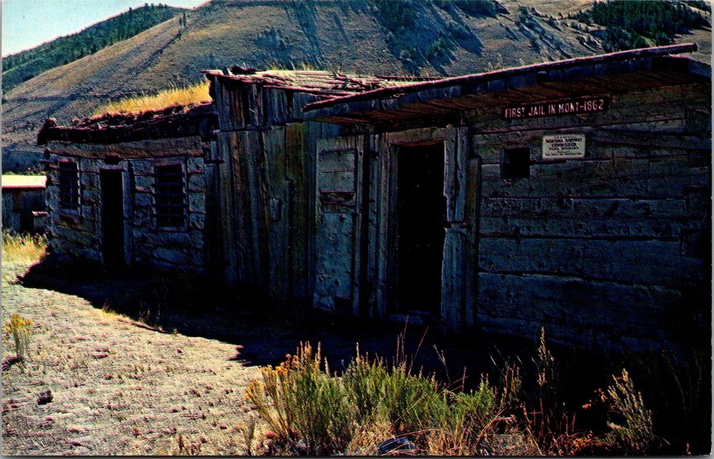 Dr Jim Stamps Postcard First Jail In Montana At Bannack