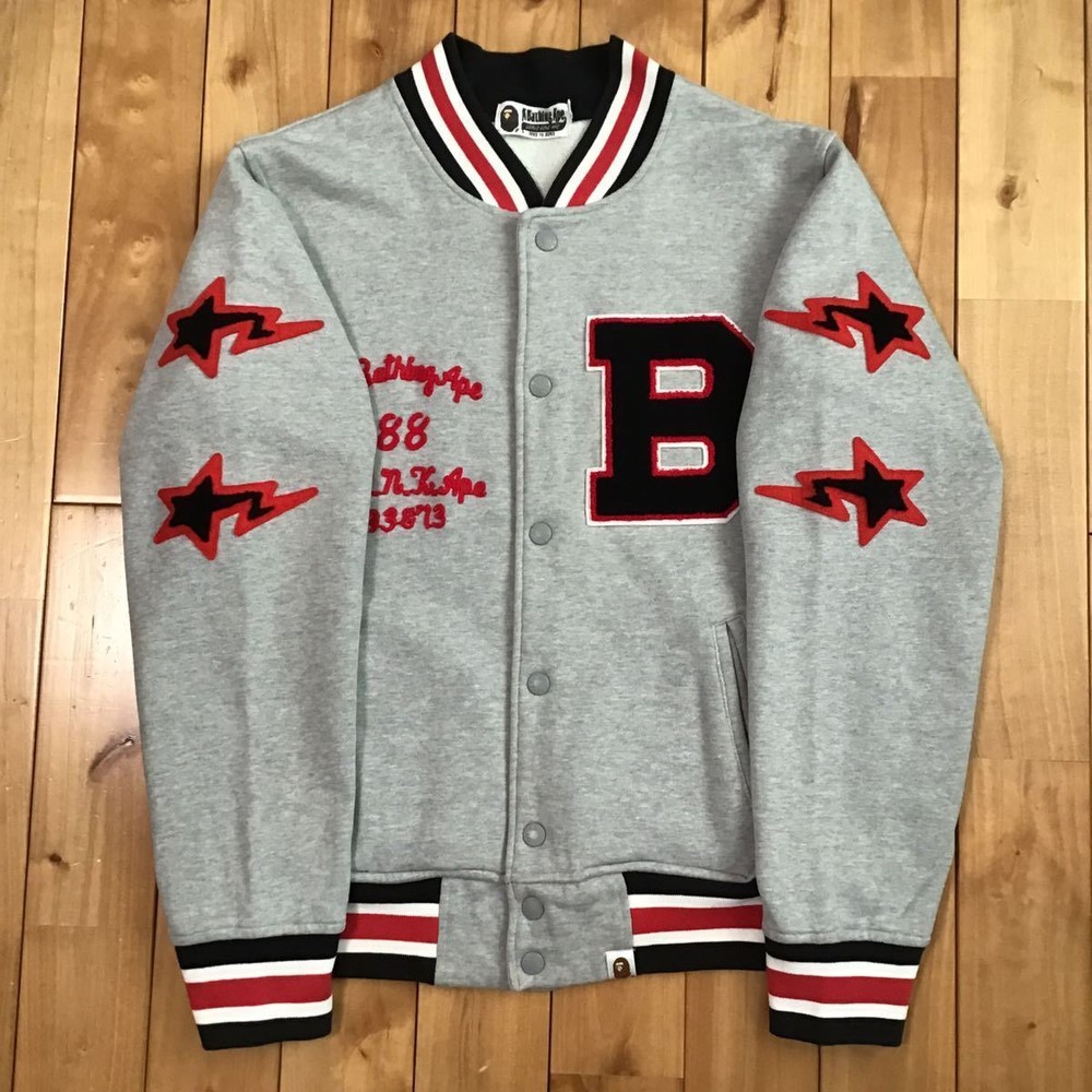 Bape Sta Sweatshirt Stadium Jacket M Size Gray A Bathing Ape Star Sweat Varsity