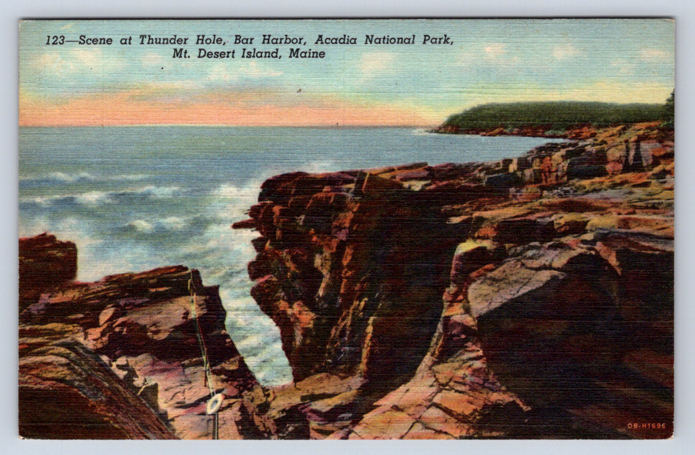Vintage Postcard Thunder Hole Bar Harbor Acadia National Park Maine-image