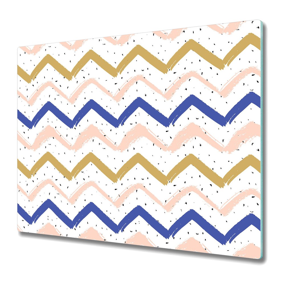 Glass Chopping Board Utensil Board Sweet Zig Zags Simple Geometric 60x52