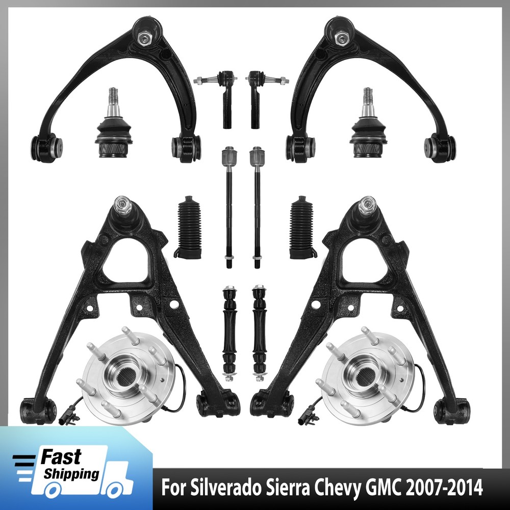 4WD Front Upper Lower Control Arms Wheel Hub for 2007-2013 Silverado Sierra 1500