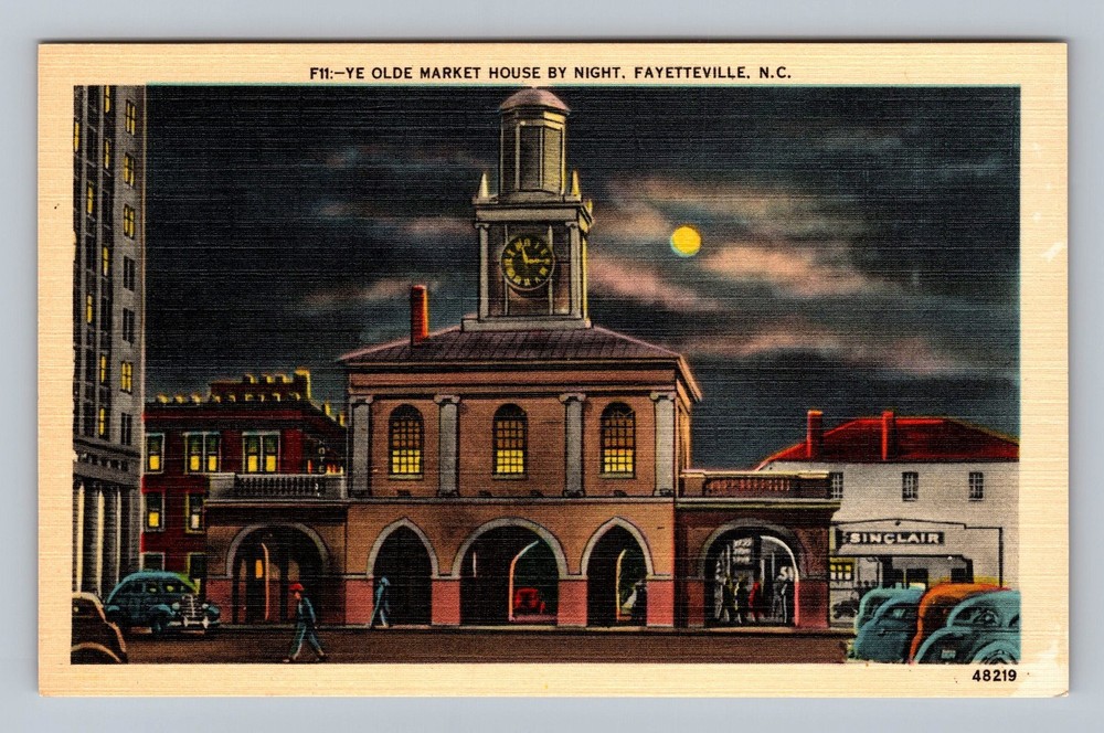 Fayetteville NC-North Carolina Ye Olde Market House By Night Vintage Postcard