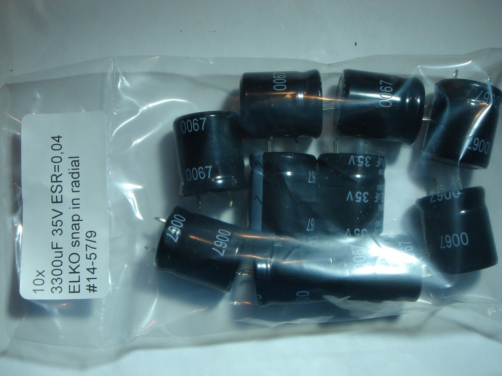 10x 3300uF 35V ESR=0.04 ELKO snap in radial #14-57/9#9n