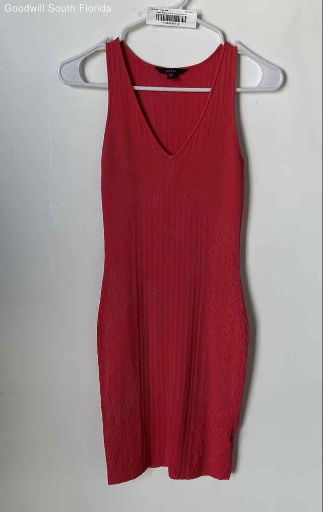 Guess Womens Pink Stretch Sleeveless V-Neck Bodycon Dress Size XS