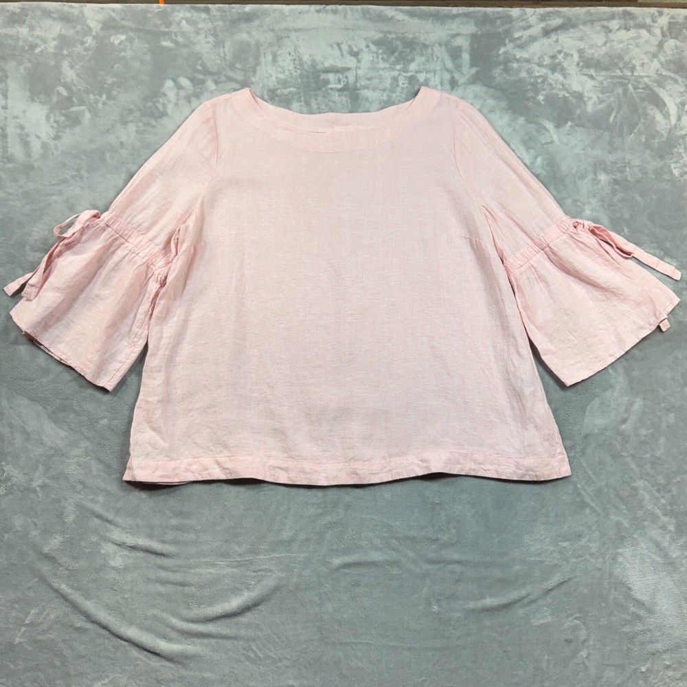 CHARTER CLUB 100% Linen Blouse Top Women's Size XL Pink/Blush