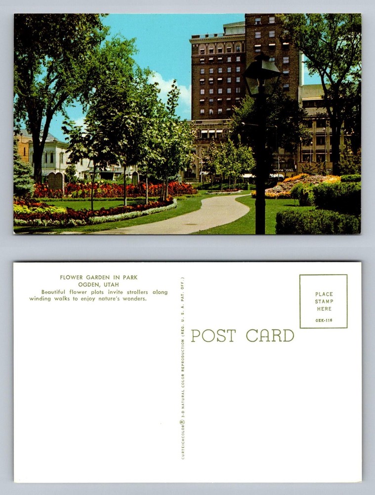 Ogden, UT-Utah, Flower Garden Park Downtown Strollers Vintage Postcard