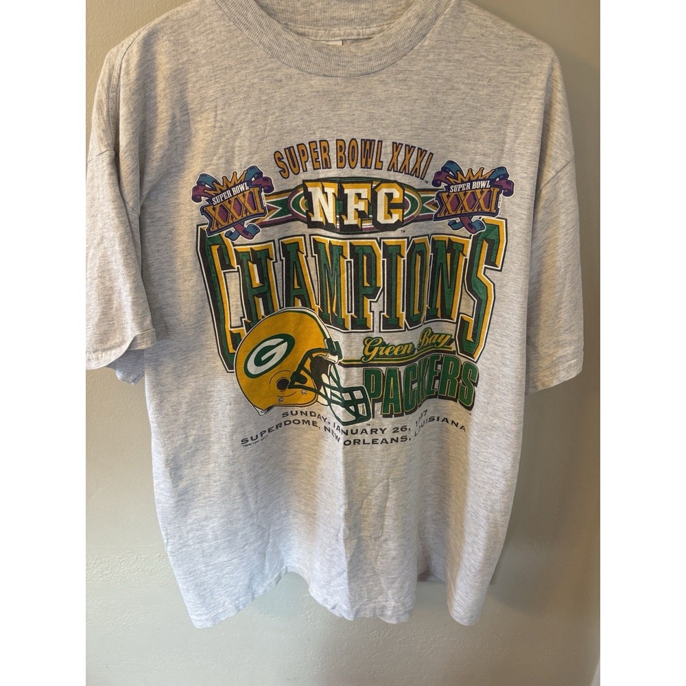 Vtg 1997 Green Bay Packers Super Bowl Champions Men’s XL Gray T-Shirt