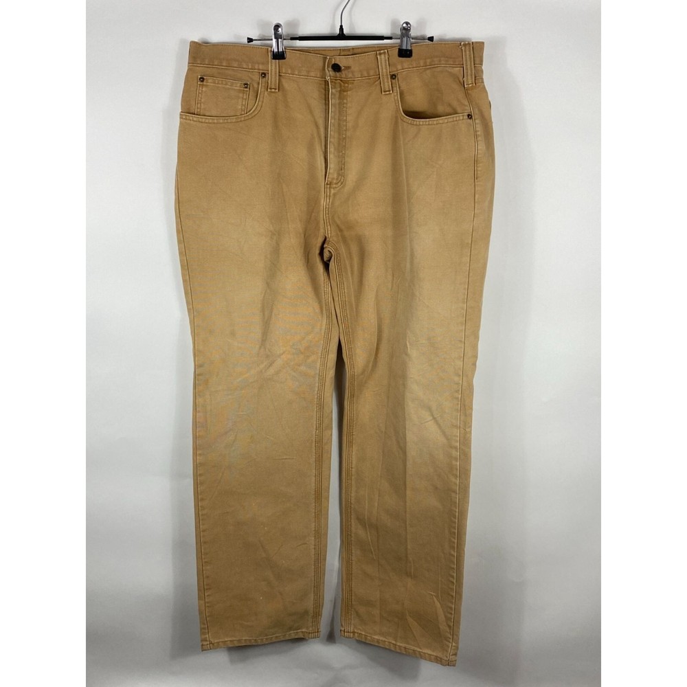 Carhartt 100096-211 Duck Canvas Relaxed Fit Straight Leg Pants W38 Tan E626