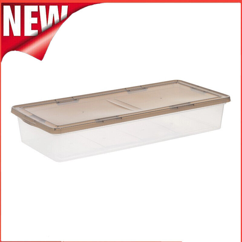 41 Qt. Plastic Underbed Storage Bins Containers W/ Lids Stackable Totes Clear