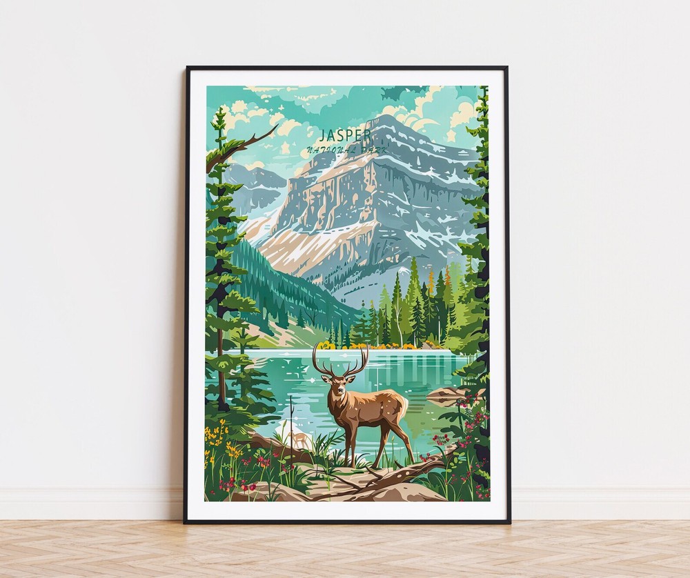 Jasper National Park Poster Jasper Canada Wall Art Jasper National Park Travel