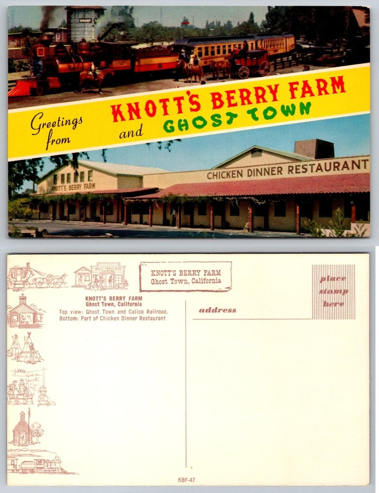 Vintage Knott's Berry Farm Ghost Town Calico Railroad Chicken Dinner Postcard