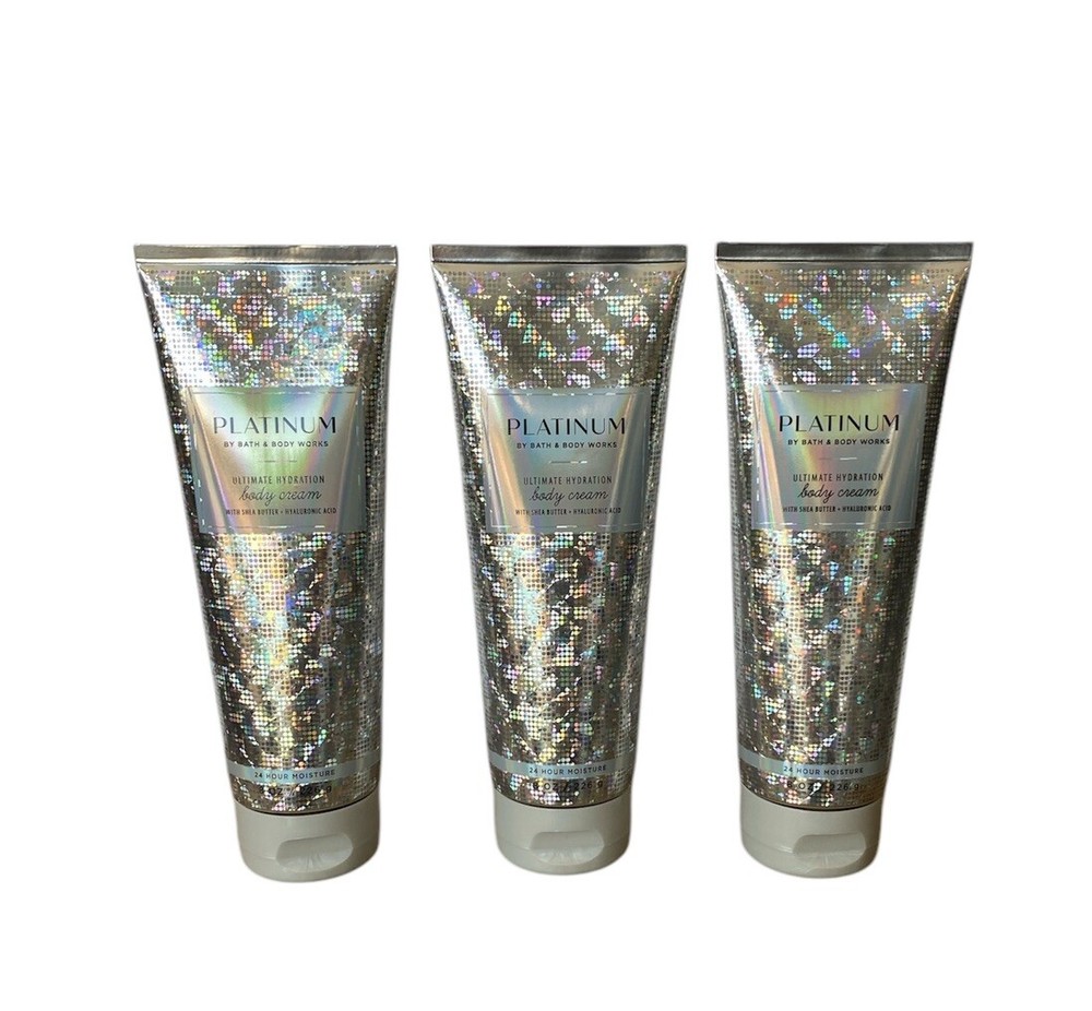 Bath & Body Works Platinum Bergamot Musk Body Cream with Hyaluronic Acid 3-Pack