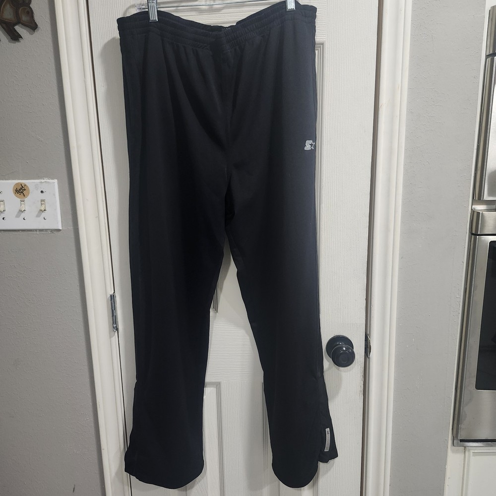 Starter Black Heavy Weight Track Pants Men’s Large Snap Athletic Warm Up...