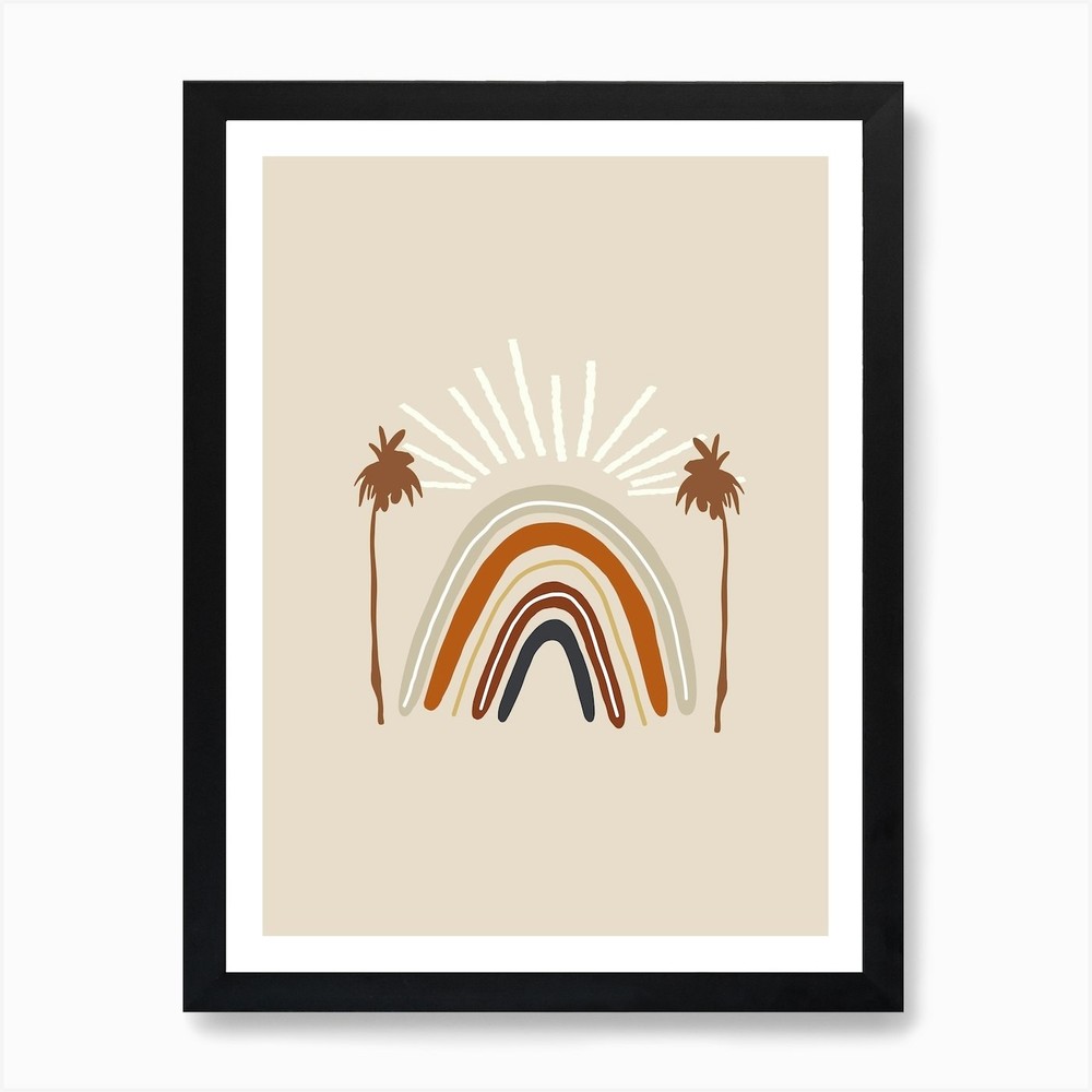 Rainbows And Palm Trees Art Print Framed Wall Art Poster Canvas Print Picture