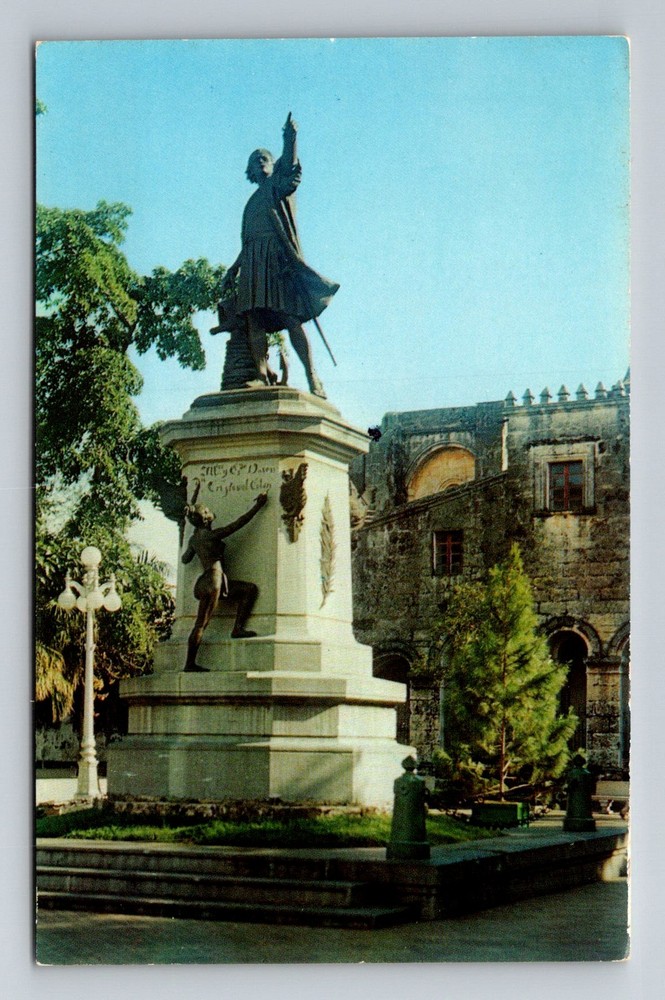 Dominican Republic- Ciudad Trujillo Christopher Columbus Statue Vintage Postcard
