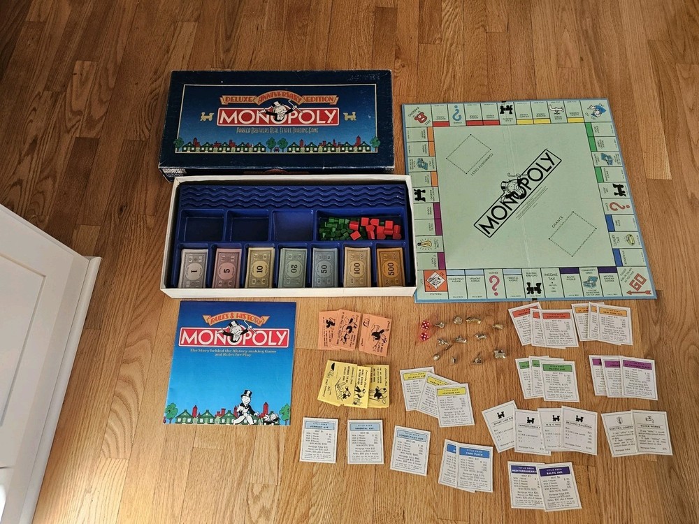 Vintage Monopoly Deluxe Anniversary Edition 1985 Complete