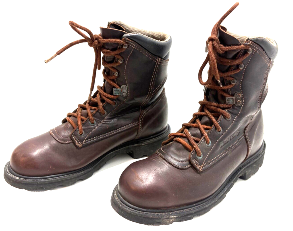 Red Wing Brown Leather Soft Toe Cushioned Work Boots for Men Made in USA Size 8EE 2E