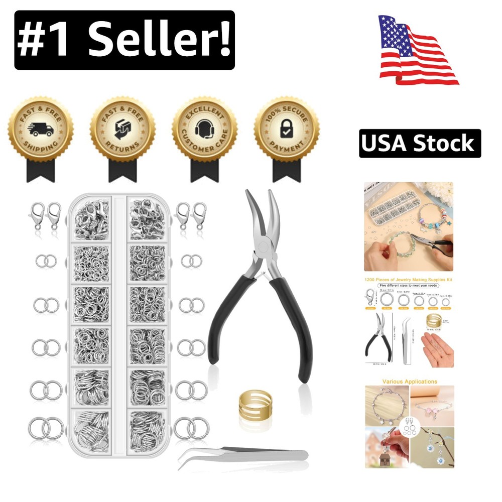 Assorted 1200PCS Silver Jump Rings & Repair Tools - Craft Your Jewelry Perfectly