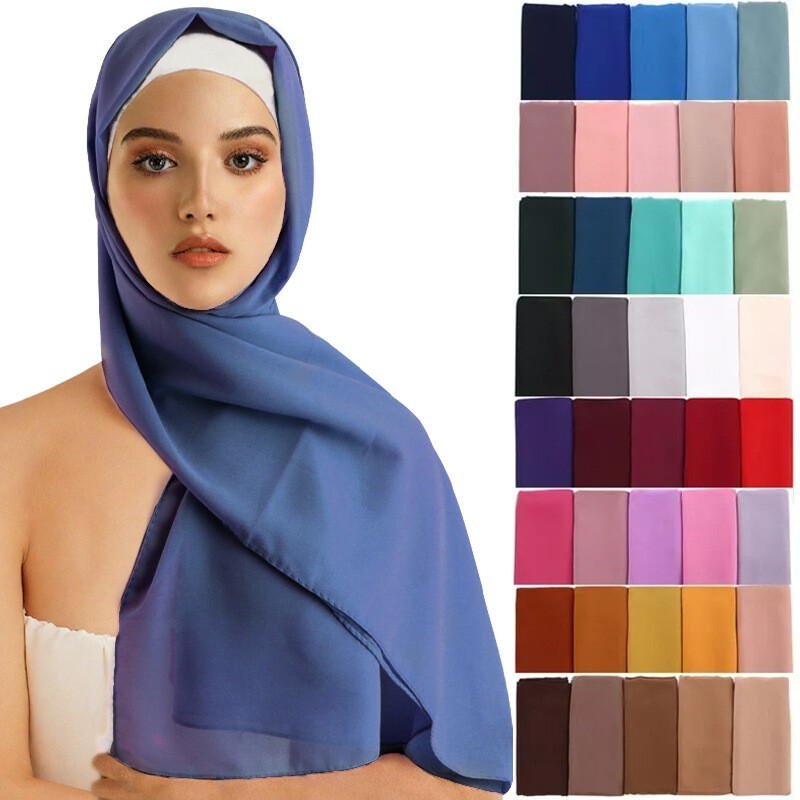 Malaysia Women Long Chiffon Scarf Islamic Head Wrap Shawl Hijab