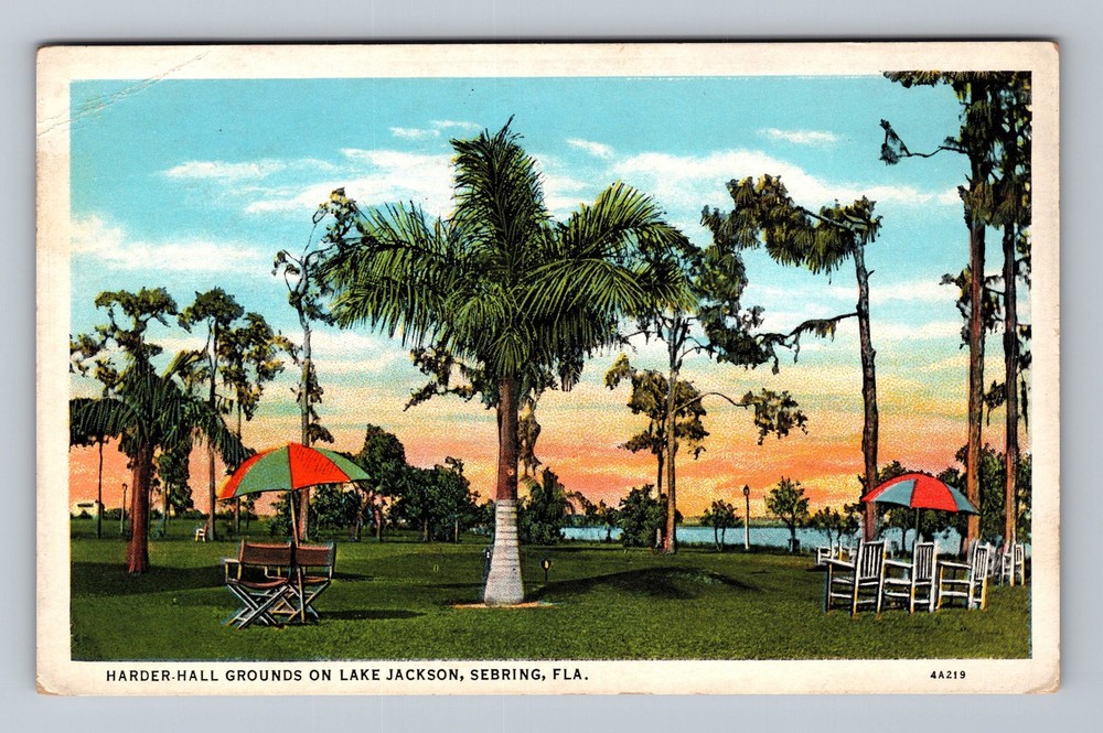 Sebring FL-Florida Harder Hall Grounds On Lake Jackson Vintage Postcard