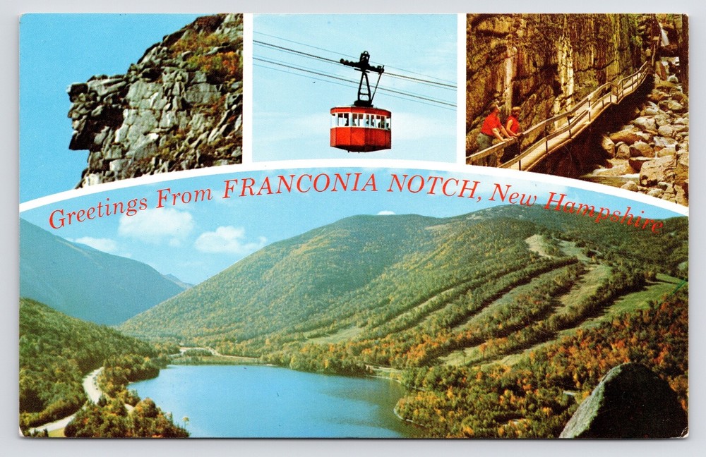 c1950s Greetings Franconia Notch Aerial Tramway New Hampshire NH PC Postcard