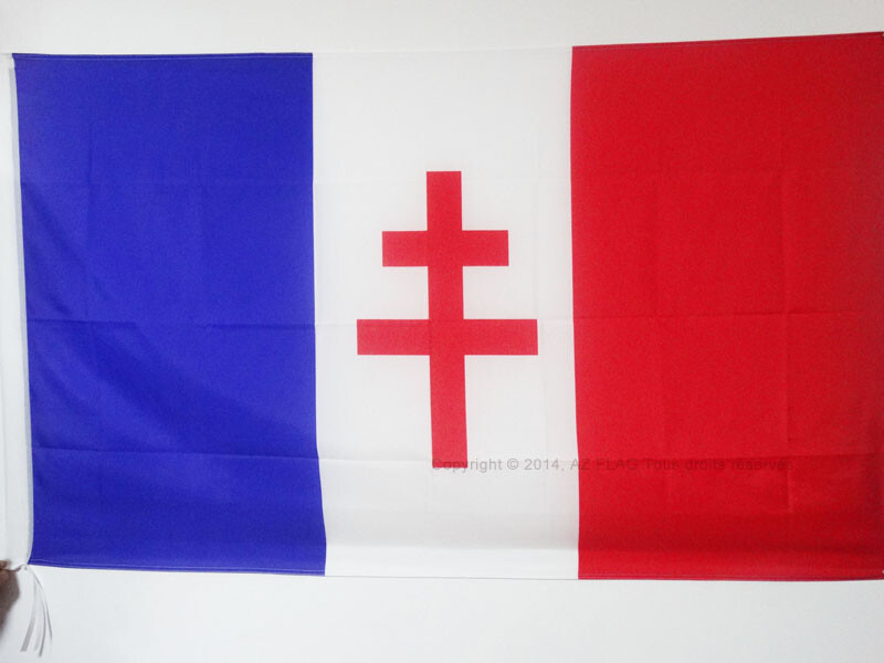 FRANCE GENERAL DE GAULLE FLAG 2' x 3' for a pole - FRENCH RESISTANCE FLAGS 60 x