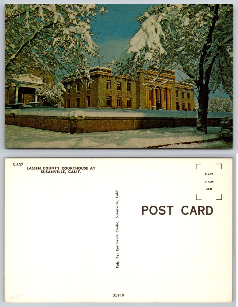 Lassen County Courthouse Susanville CA Snow Postcard