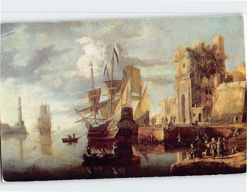 Postcard Port by the Sea Painting by Jan Peeters