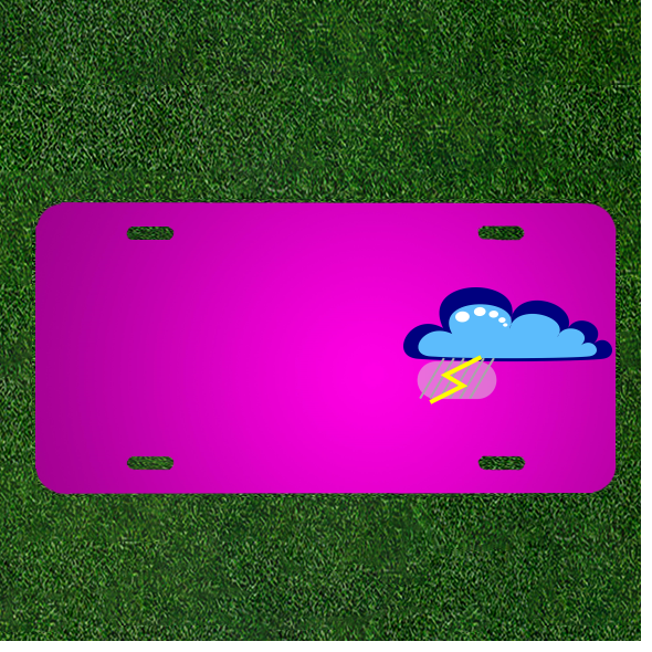 Custom Personalized Car License Plate With Add Names To Cloud Flash Rain