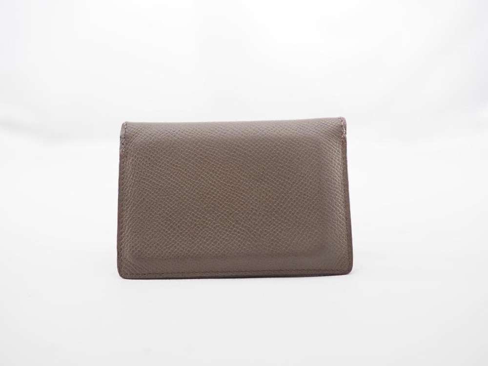 Hermes Etoupe Epsom Leather Card Case Gray 4.3in cute for Present from JAPAN