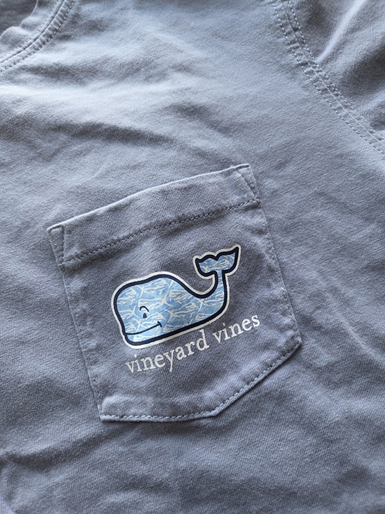 Vineyard Vines Kids Boys M Heather Blue Classic Short Sleeve  Pocket Tee *New