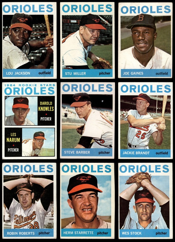1964 Topps Baltimore Orioles Near Team Set 2.5 - GD+ 6878402 (22 / 28 cards)