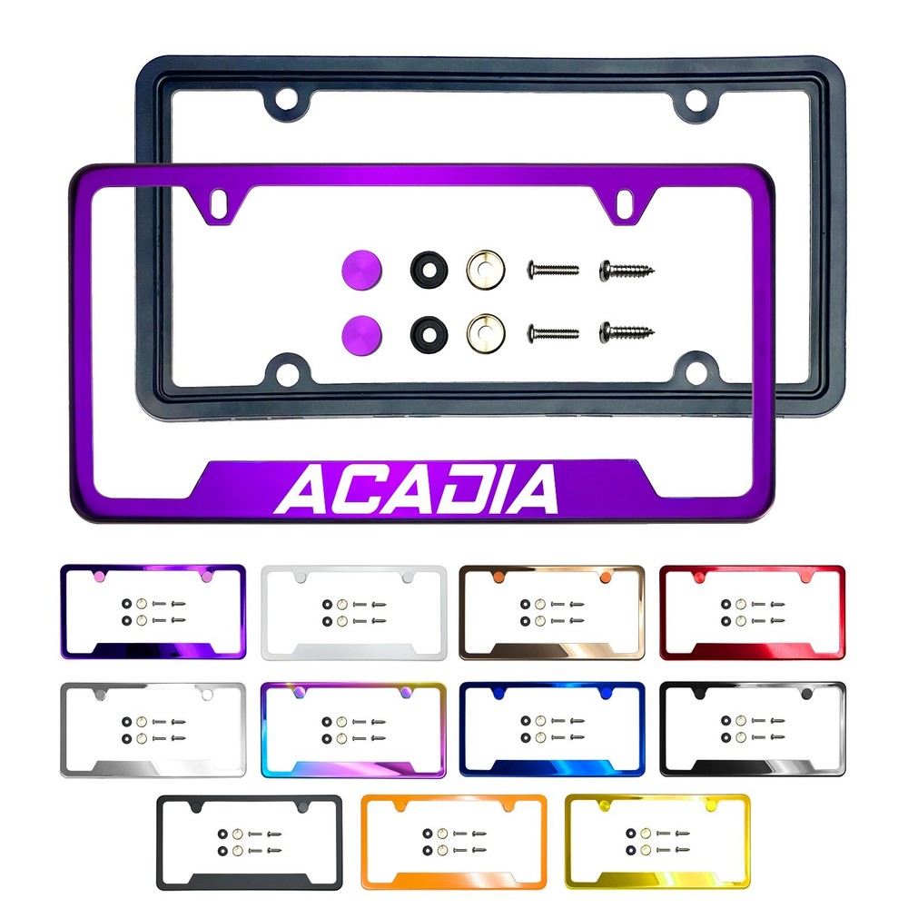 Custom Laser-Engraved Stainless Steel License Plate Frame with Silicone Guard for Acadia-image