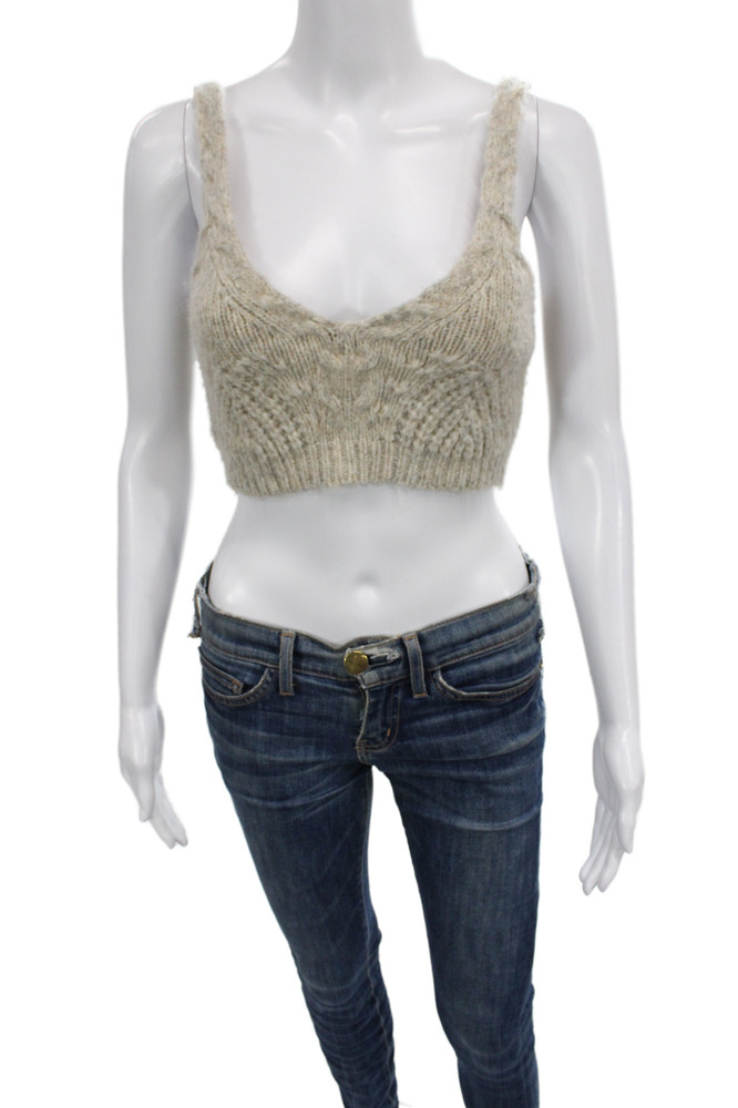 Jonathan Simkhai Women Pullover Wool V-Neck Sleeveless Beige Size SFree Shipping in US $100+ Orders | $6.95 Orders Below