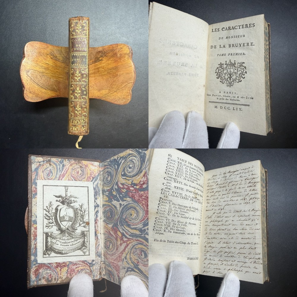 1759 La Bruyere Les Caracteres French Vol 1 Gilt Leather Provenance