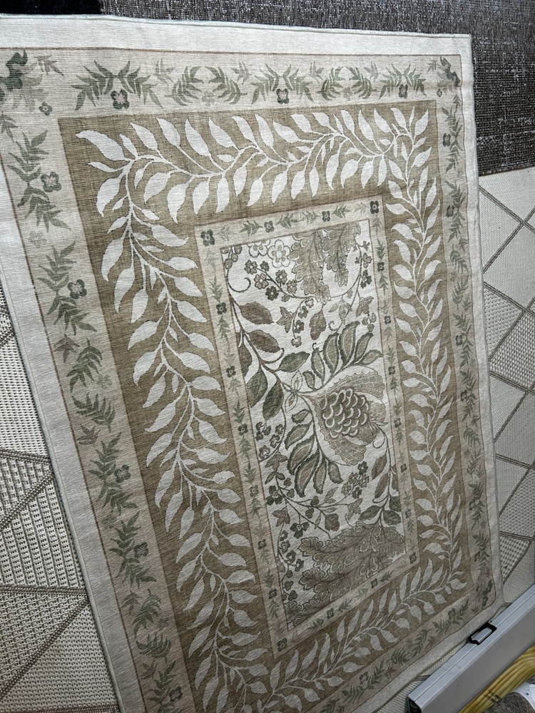 Ruggable 5x7 Washable Area Rug White Green Floral Cover + Non-Slip Pad