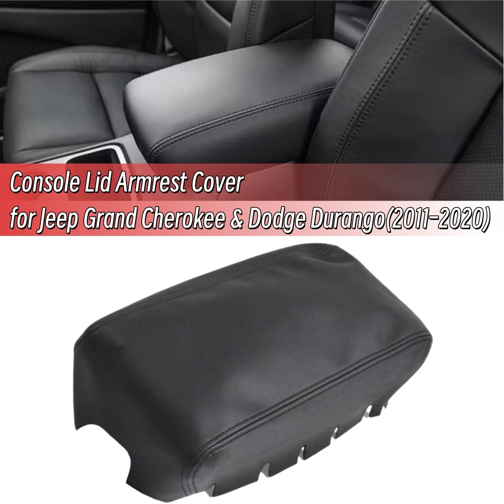 Fit Jeep Grand Cherokee 2011-2020 Leather Center Console Lid Armrest Cover Black