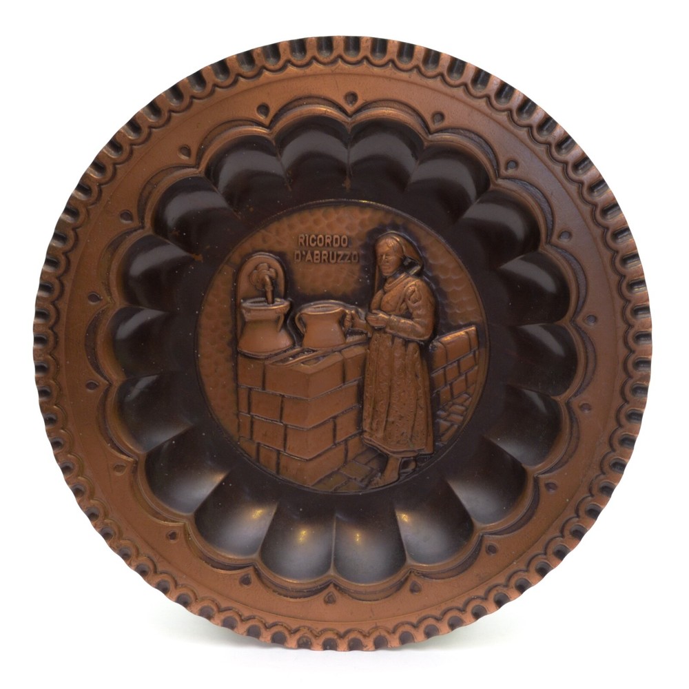 Ricordo D’Abruzzo 3D Copper Tone Plate Plaque Wall Hanging 7.5 in Vintage-image