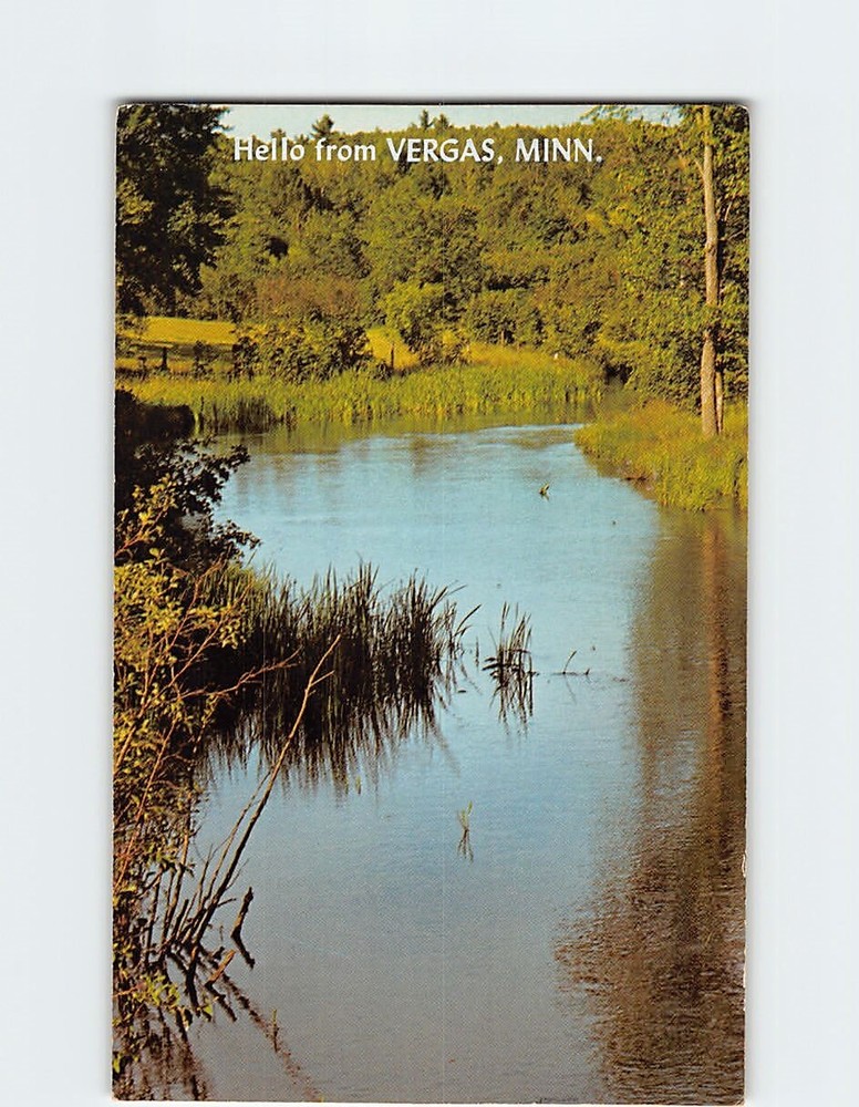 Postcard Lake Nature Scene Hello from Vergas Minnesota USA
