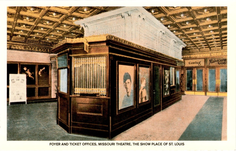 FOYER AND TICKET OFFICES, MISSOURI THEATRE, ST. LOUIS Postcard