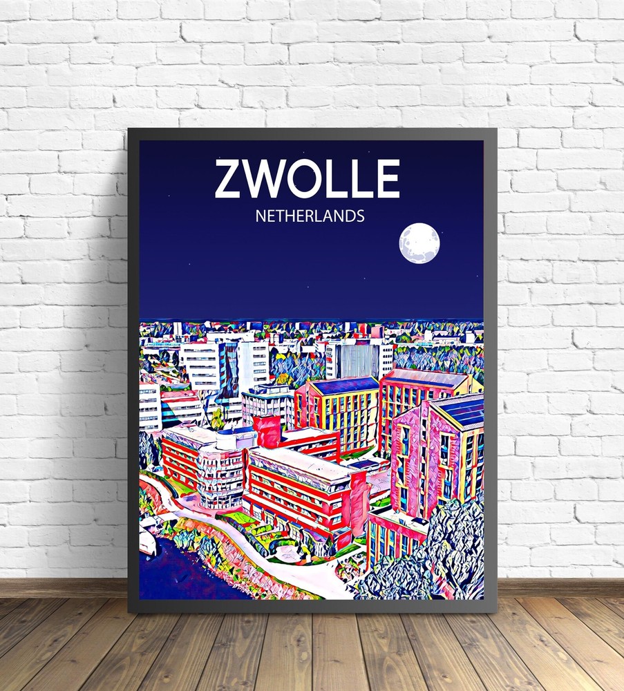 Zwolle Netherlands Art Poster Sunset Night Poster Art Print Zwolle City Modern